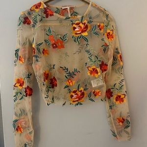 Urban Outfitters Embroidered Crop Top